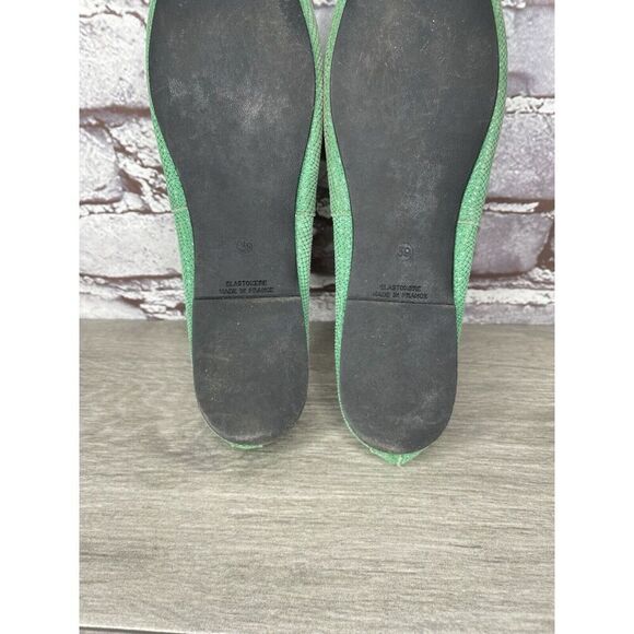 London Sole Green Leather Animal Print FRANCE Ballet Flats Women Sz 39EU/8.5M US - Picture 8 of 16